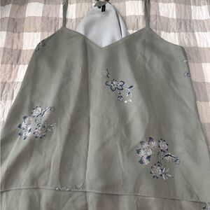 Maurices Olive Green Floral Embroidered Tank Top